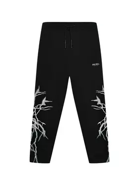 Брюки спортивные с принтом молнии и логотипом на штанине, черные Phobia Archive