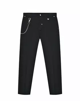 Брюки зауженные черные, цепочка на поясе Antony Morato