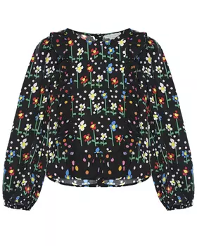 Черная блуза с цветочным принтом Stella McCartney детская