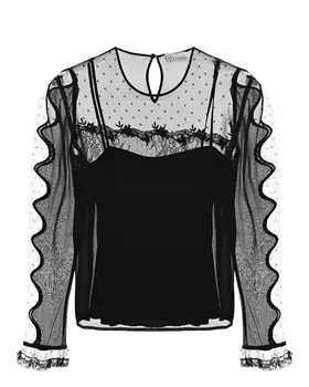 Черная блуза с кружевом Red Valentino