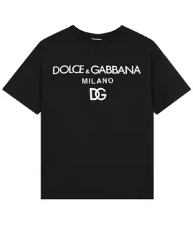 Черная футболка с белым лого Dolce&amp;Gabbana детская