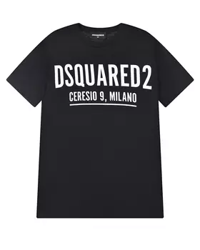 Черная футболка с белым лого Dsquared2 детская