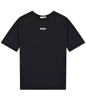 Черная футболка с белым лого MSGM детская