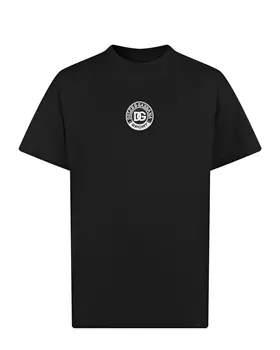 Черная футболка с белым логотипом Dolce&amp;Gabbana детская