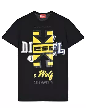 Черная футболка с двойным лого Diesel детская