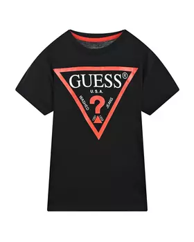 Черная футболка с красным лого Guess детская