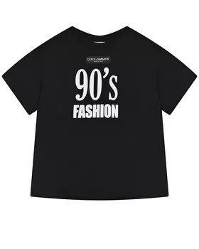 Черная футболка с принтом "90s fashion" Dolce&amp;Gabbana детская