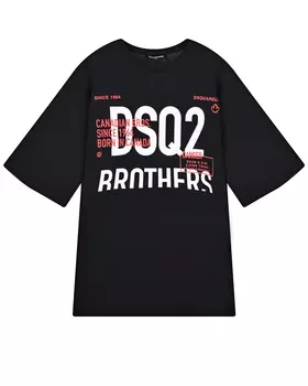 Черная футболка с принтом "DSQ2 brothers" Dsquared2 детская