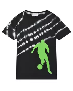 Черная футболка с зеленым лого Bikkembergs детская