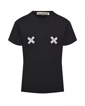 Черная футболка со стразами Flashin