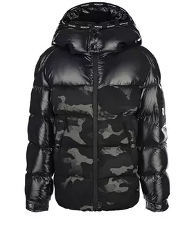 Черная куртка с камуфляжными вставками Moncler детская