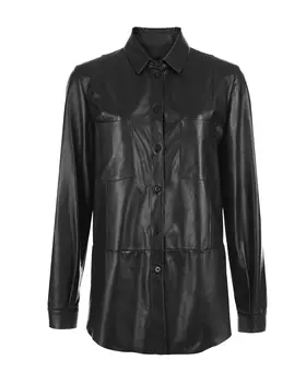 Черная рубашка из кожи DROMe