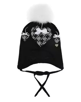 Черная шапка с белым помпоном Il Trenino детская