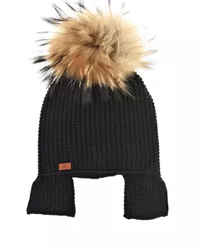 Черная шапка с меховыми помпонами Joli Bebe детская