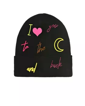 Черная шапка с надписями из страз Regina детская