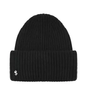 Черная шапка с отворотом Yves Salomon