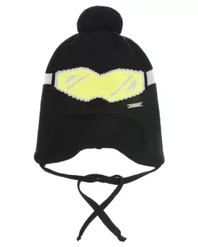 Черная шапка с принтом "очки" Il Trenino детская