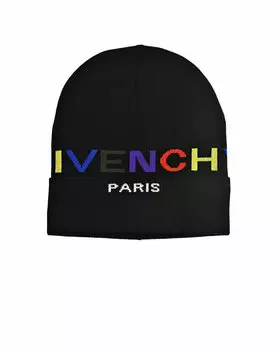 Черная шапка с разноцветным логотипом Givenchy детская