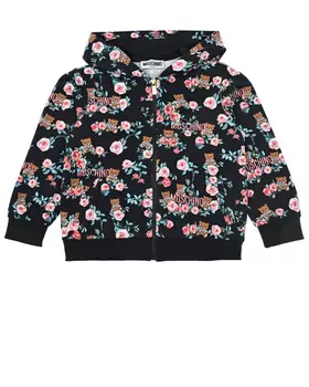 Черная спортивная куртка с цветочным принтом Moschino детская