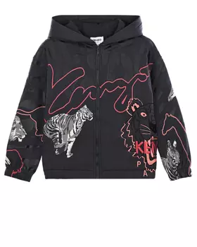 Черная спортивная куртка с фирменным принтом KENZO детская