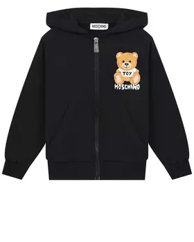 Черная спортивная куртка с патчем "медвежонок" Moschino детская