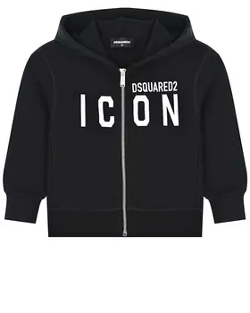 Черная спортивная куртка с принтом "ICON" Dsquared2 детская