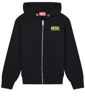 Черная спортивная куртка с желтым лого Diesel детская