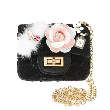 Черная сумка с цветами, 10x12x4 см Rena Chris детская