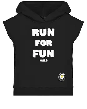 Черная толстовка-худи без рукавов Monnalisa детская