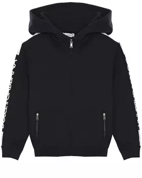 Черная толстовка-худи на молнии Dolce&amp;Gabbana детская