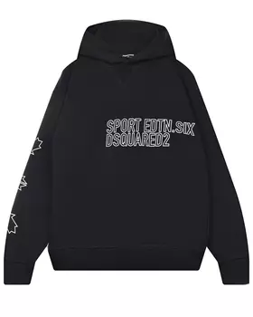 Черная толстовка-худи принтом "Sport EDTN" Dsquared2 детская