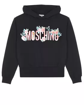 Черная толстовка-худи с логотипом Moschino детская