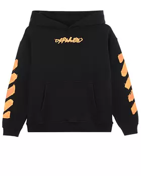 Черная толстовка-худи с оранжевым логотипом Off-White детская