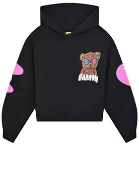 Черная толстовка-худи с принтом "медвежонок" Barrow детская