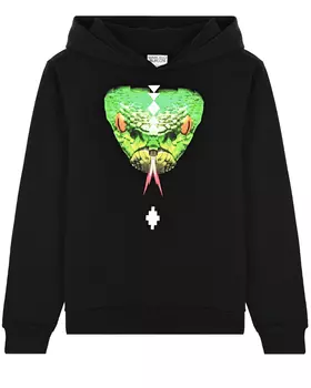 Черная толстовка-худи с принтом "змея" Marcelo Burlon детская