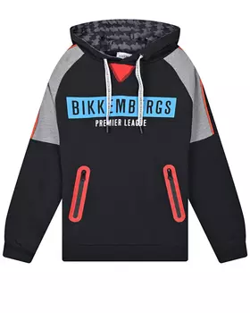 Черная толстовка-худи с серыми вставками Bikkembergs детская