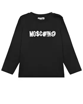 Черная толстовка с белым логотипом Moschino детская