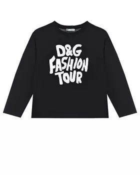 Черная толстовка с белым принтом Dolce&amp;Gabbana детская
