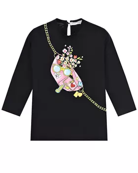 Черная толстовка с принтом "сумка" Monnalisa детская