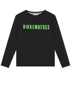 Черная толстовка с зеленым лого Bikkembergs детская