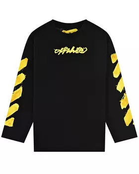 Черная толстовка с желтым принтом Off-White детская