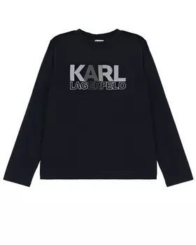 Черная толстовка в логотипом в полоску Karl Lagerfeld kids детская