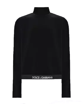 Черная велюровая водолазка Dolce&amp;Gabbana детская