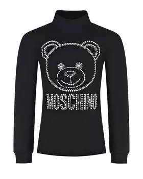 Черная водолазка с медвежонком из страз Moschino детская