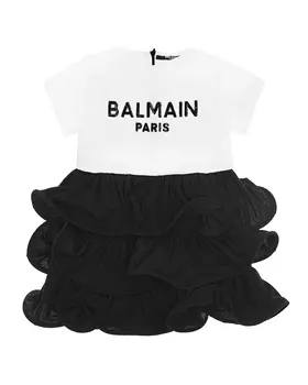 Черно-белое платье Balmain детское