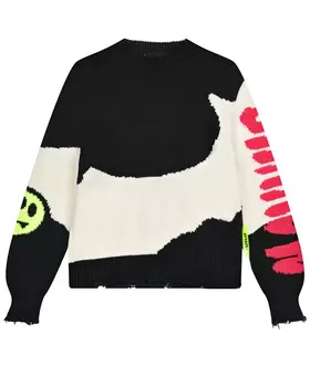 Черно-белый джемпер с лого цвета фуксии Barrow детское