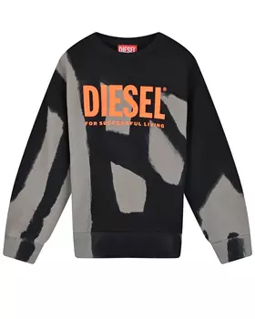 Черно-серый свитшот с принтом "tie-dye" Diesel детское