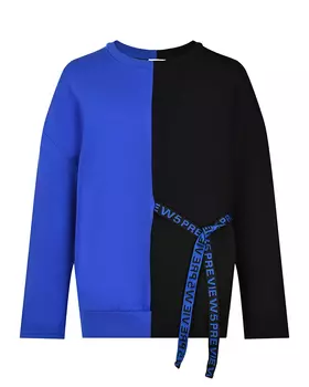 Черно-синий джемпер с поясом 5 Preview