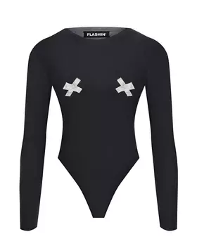 Черное боди со стразами Flashin