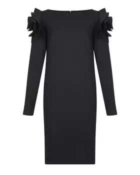 Черное платье для беременных с розами на плечах Pietro Brunelli